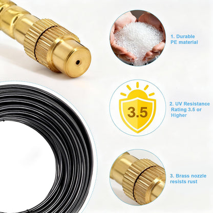 Thiswing 100FT 360° Adjustable Irrigation System for Garden – 1/4" Tubing with 18 Nozzles, Watering Misting System, Sprinkler for Garden, Raised Bed, Lawn, Plants