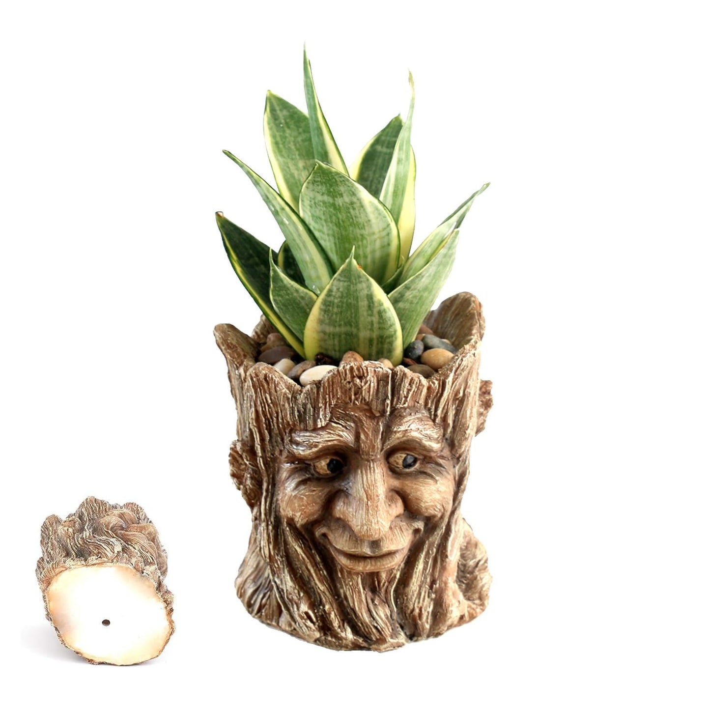 Youfui Funny Planter Head Face Plant Pot with Drainage Hole Resin Succulent Plant Holder Pencil Holder Desk Organizer Office Garden Gift (Smile Face)