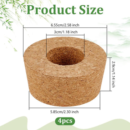 OLYCRAFT 4 Pack Cork Lids for Glass Planters 2.3~2.6 Inch Hydroponic Lids 1.2 Inch Thick Terrarium Cork Covers with 1.2 Inch Hole Natural Cork Stoppers for Hydroponic Plant Propagation Growing Vases