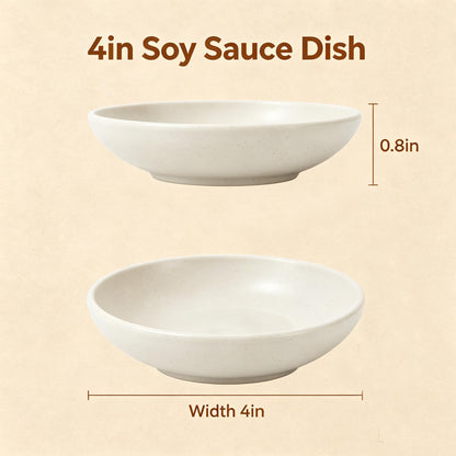 BUSOKIP 4 Inch Small Appetizer Plates 8 Pieces, Lightweight and Unbreakable Wheat Straw Plates, Small Sauce Plate, Soy Sauce Dish for Side Dishes, Condiment, Appetizer (White)