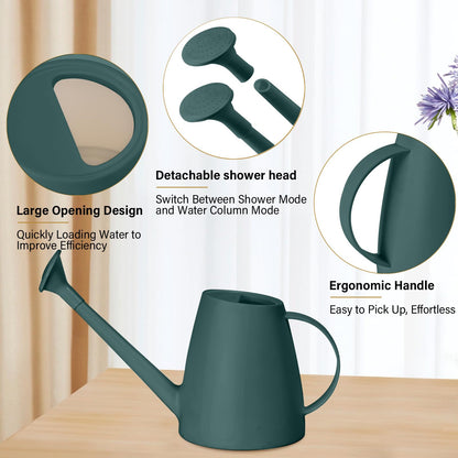 TTAOE GN Pro Grip Plastic Watering Can - for Indoor and Outdoor House Plant Garden - with Long Spout - 1/2 Gallon - Blackish Green