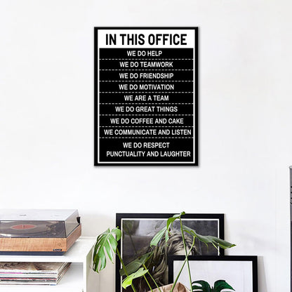 YSPCSUN Inspirational Posters for Office, In This Office Teamwork Quote Canvas Poster Single Panel Wall Decor for Home Office Classroom, Framed Canvas Art, 24x18inch