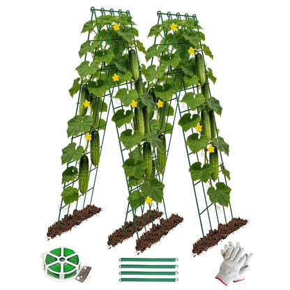 DOLEMODUO 2 Pack Cucumber Trellis, 60inch A-Frame Rustproof Steel Wire Garden Trellis for Raised Beds, Heavy Duty Climbing Plants Supports for Cucumber,Tomato, Climbing Plants and Flowers