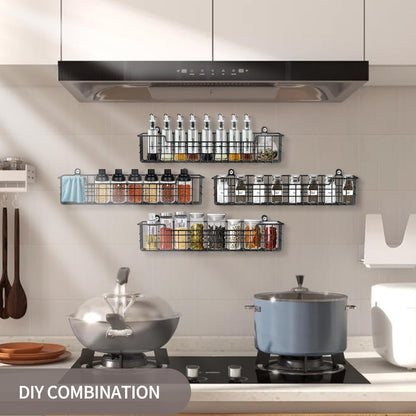 GUUKAR Spice Rack Organizer Wall Mount, Spice Organization Storage Shelf for Cabinet Door, 2 Packs Wall Spice Rack Saving Space for Kitchen, Black