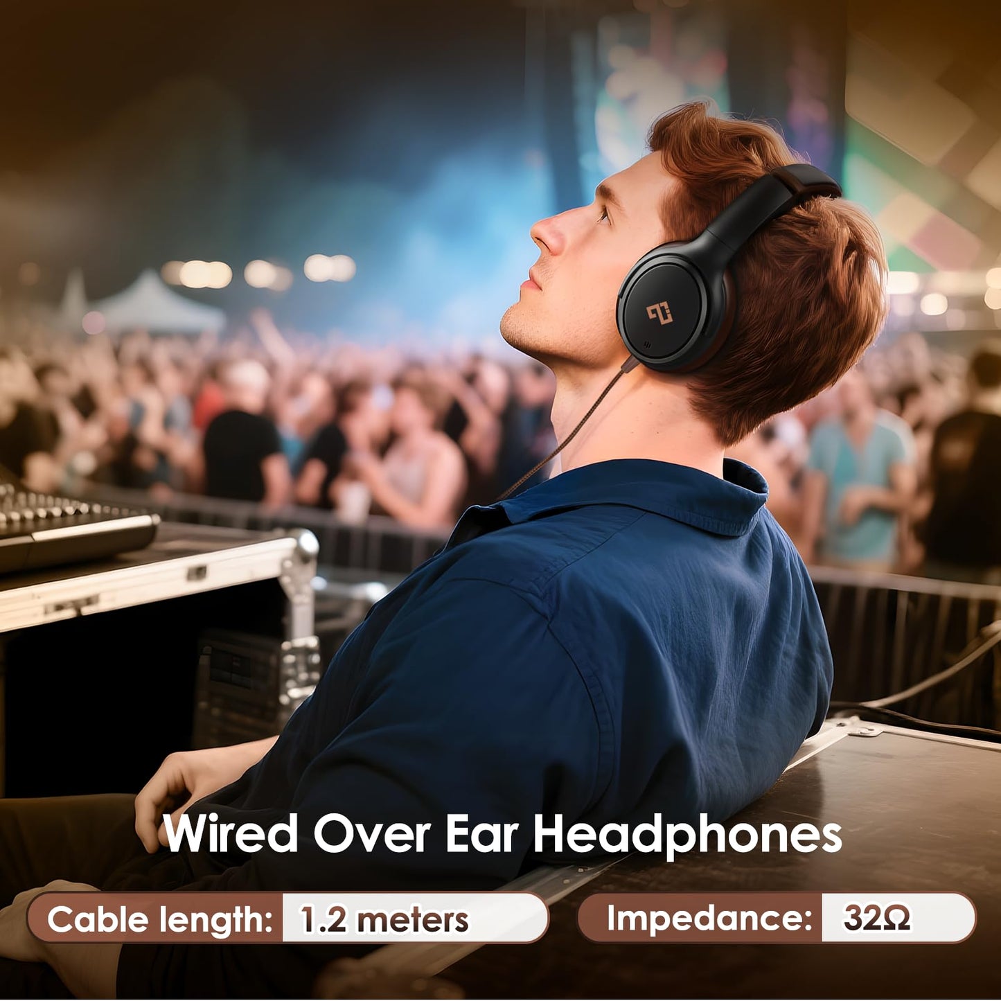 USB C Headphones Wired Headphones Over Ear with HD Mic, Foldable Active Noise-Canceling Headphone for iPad/Sports/School/Travel/iPhone 17/16/15, Samsung S25/S24, Google Pixel 9,Ideal Gifts-Brown