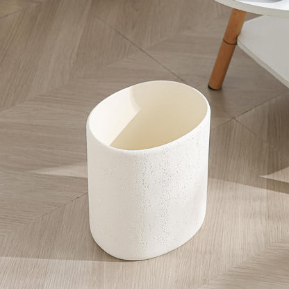 WUUAHOME Trash Can, 1.6 Gallon Small Bathroom Trash Can, Simple Oval Stone Look Garbage Bin, Decorative Waste Basket for Kitchen Office, Home Decor, Bedroom, Living Room White