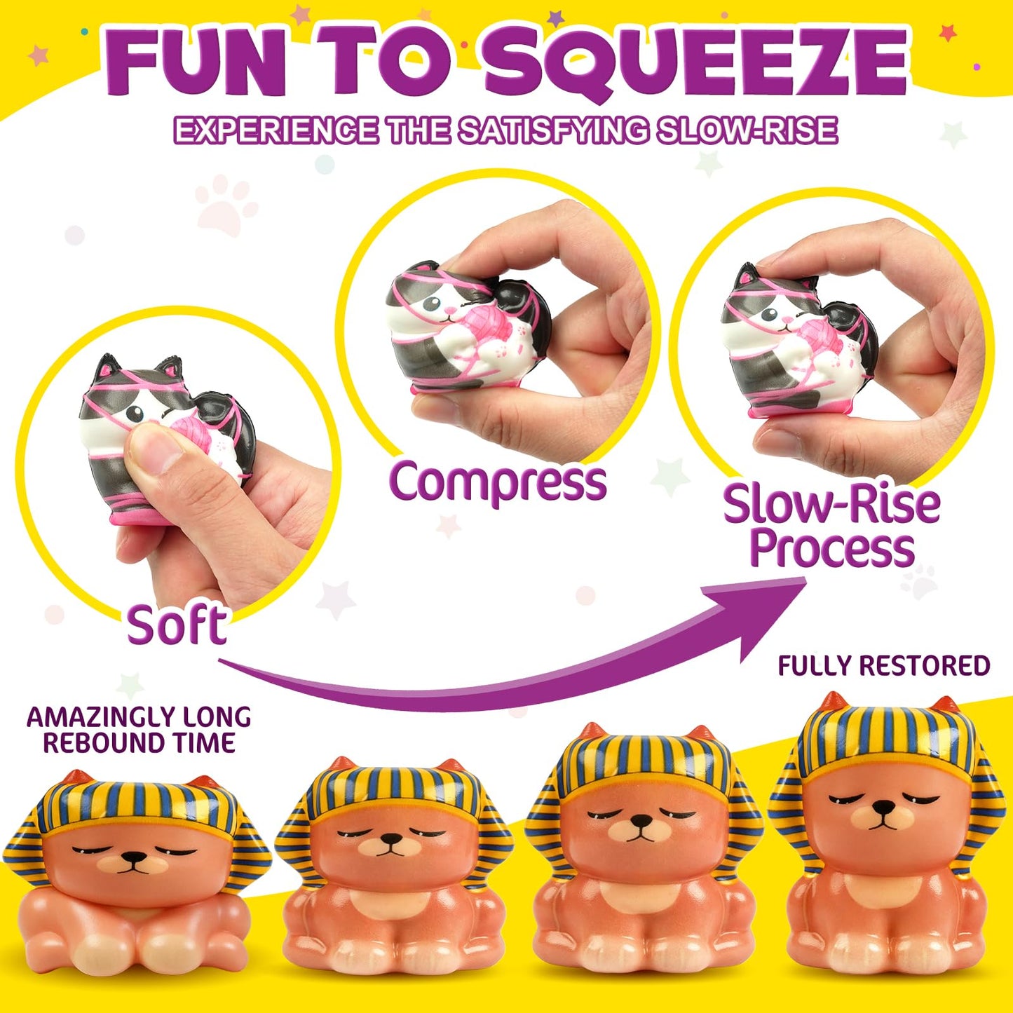 FUNNYB&G Cat Squishy Toys for Kids - 24 Pack Squishies Toy Party Favors Small Bulk Goodie Bag Stuffers Classroom Prizes Birthday Gifts for Boys Girls Toddler Slow Rising Squeeze Toy