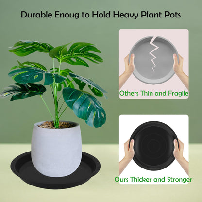 TNTIWQ 6 Pack 12 Inch Round Plant Saucers for Less 10 Inch Pot Indoors Outdoors Plant Trays for Pots Planter Saucer Plastic Drip Tray Planter Water Tray (Black, 11.8"(6pcs))