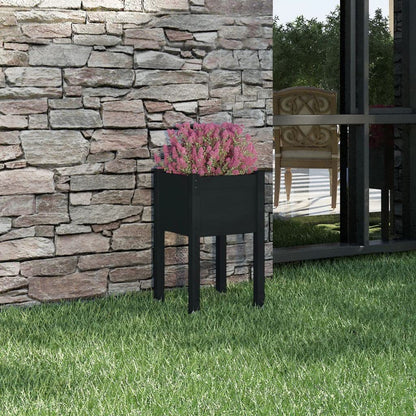 vidaXL Durable Garden Planter 15.7"x15.7"x27.6" - Solid Wood Pine Outdoor Square Planter, Black, Ideal for Flowers and Plants, Weather-Resistant, Easy Assembly