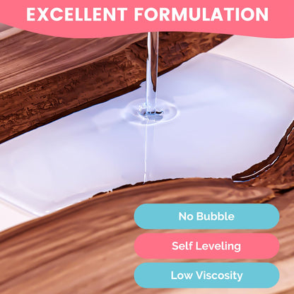 NASUBI Epoxy Resin Kit - 68OZ Crystal Clear Resin for Crafts, Mold, Wood, Jewelry Making, Art Casting Resin for Art, NO Bubble, 2 Part Clear Epoxy with Silicone Cups, Sticks, Pigment