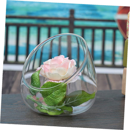 Toyvian Succulent Vase 3pcs Slant Cut Glass Ecological Bottles for Desktop Terrarium Plant Decoration
