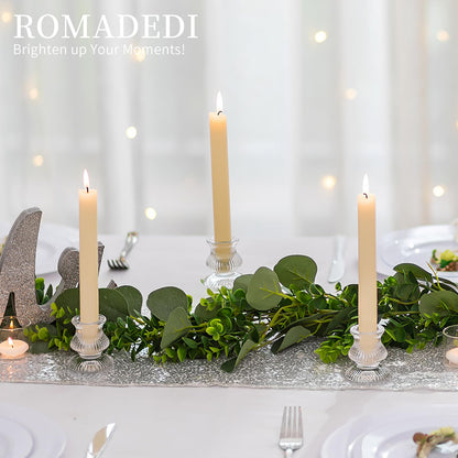 Romadedi Glass Candle Holder for Candlestick - 20 Pcs Clear Small Tapered Candle Holder Decor Bulk Wedding Table Centerpiece for Candle Sticks Christmas Party Living Room Dinner Advent