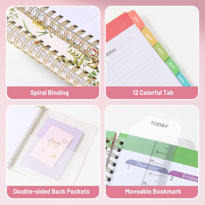 SUNEE Teacher Planner 2026-2027 Academic Year, 7 Periods Lesson Plan Book Jul 2026 - Jun 2027, 8.5"x11"Daily Weekly Monthly Organizers Horizontal Layout with Calendars, Bookmark, Tabs, Rainbow Stripes