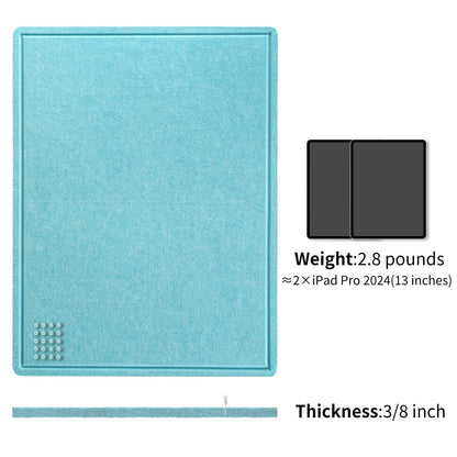 Large Bulletin Board - 48 x 36 Inches, Decorative Felt Pin Board for Wall - 4' x 3' Foldable Photo Display Board with Self-Adhesive Tape, Includes 20 Push Pins - Turquoise Blue