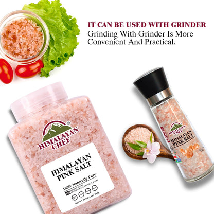 Himalayan Chef Pink Himalayan Salt Coarse Grain, 5 lbs Plastic Jar - Pure, Natural, Kosher, Mineral-Rich, Ideal for Grinder Refills, Cooking, Seasoning