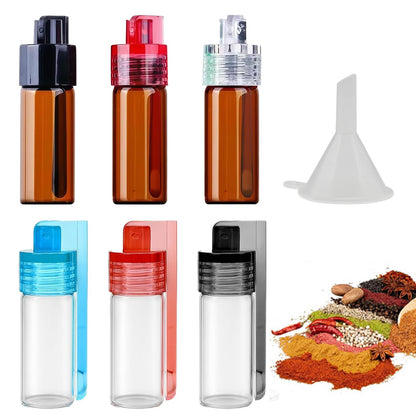 Mini Glass Spice Dispensers With Spoon,Portable Travel Shakers,5ml Capacity,Leak-Proof Airtight, For Camping, Outdoor, Kitchen, And Daily Use(6 Pcs)