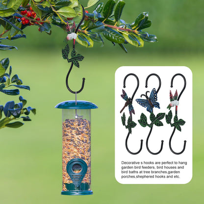 Kitwinney Large Decorative S Hooks, Set of 3 Plant Hangers, Beautiful and Vivid Plant Hook for Hanging Outdoor Indoor Garden Plants, Flower Baskets, Pots, Bird Feeders