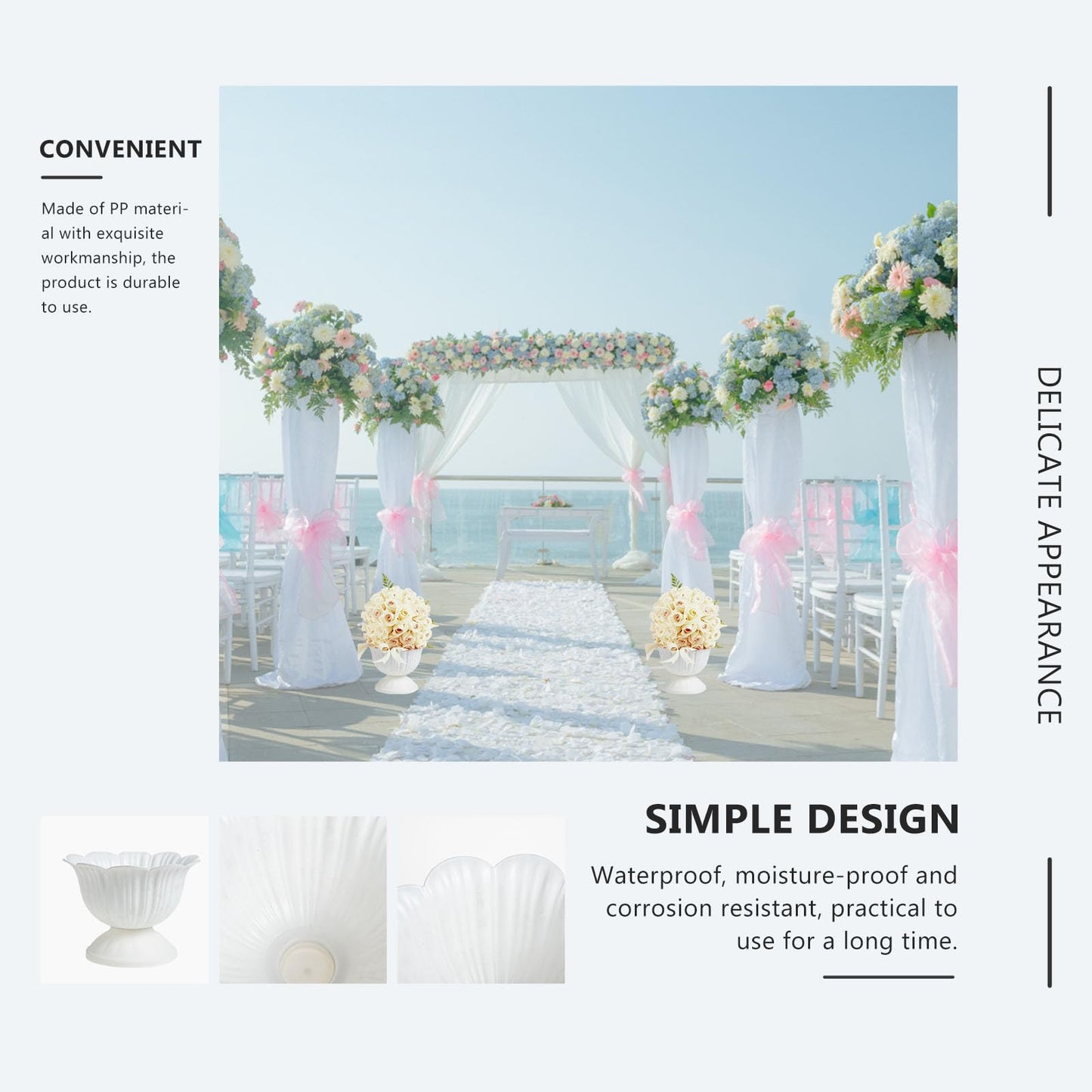 NOLITOY Wedding Pot Large Outdoor Pots for Indoor Urn Vase Pots Vase Houseplant Plant Cage Pillar Planter Houseplant Garden Rome White Front Door