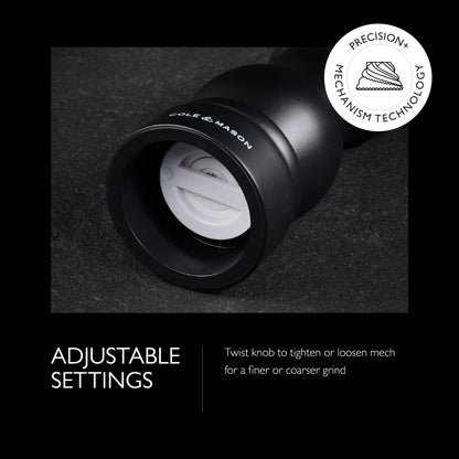 Cole & Mason Southwold Classic Salt & Pepper Mill Gift Set - Salt and Pepper Grinders with a Matte Finish - Adjustable & Refillable Mills - Hand Wash Kitchen Tool - Black/White