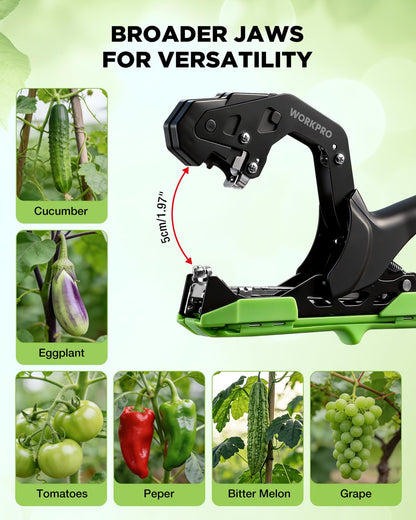 WORKPRO Plant Tying Machine with 6" Scissors, Lightweight Tape Gun for Tying Vines and Support Plant, Includes Gloves, 20 Rolls of Tape, 10000 Staples, Ideal for Tomatoes, Grapes, Cucumber, Vegetables