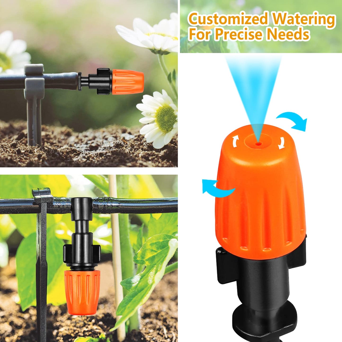 250 Pcs Drip Irrigation Fittings Kit for 1/4" Tubing：Gardrip 1/4 Inch Drip Irrigation Barbed Connectors (Nozzles, Nozzle Tees, Single Barbs, Couplings, Tees, Elbows, Plugs, Crosses) for Garden Systems