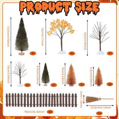 33 PCS Mini Fall Figurines Thanksgiving Resin Figurines Autumn Tiny Resin Farm Miniature Include Trees Pumpkins Scarecrow Wheelbarrow Ears of Wheat Basket Fence for Harvest Home Table Decorations