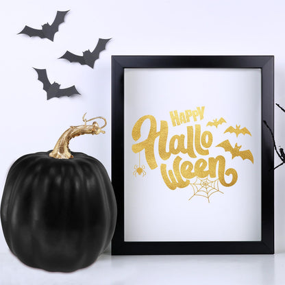 Winlyn 4 Pcs Black Artificial Pumpkins Halloween Pumpkins Faux Decorative Foam Pumpkins 6.7" Tall for Fall Autumn Home Halloween Party Thanksgiving Holiday Tabletop Centerpiece Mantel Shelf Décor