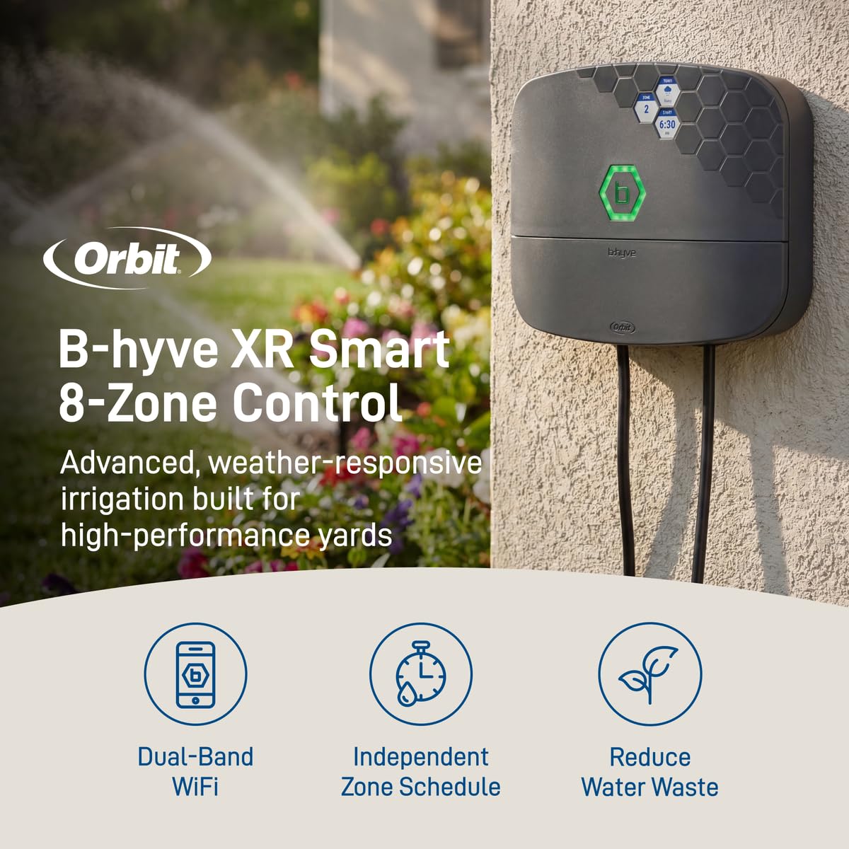 Orbit B-hyve XR Smart Sprinkler Timer - 8-Zone - WiFi-Enabled Indoor/Outdoor Irrigation Controller - App Control - Weatherproof Watering System - Multi Zone - Custom Programs - 57985