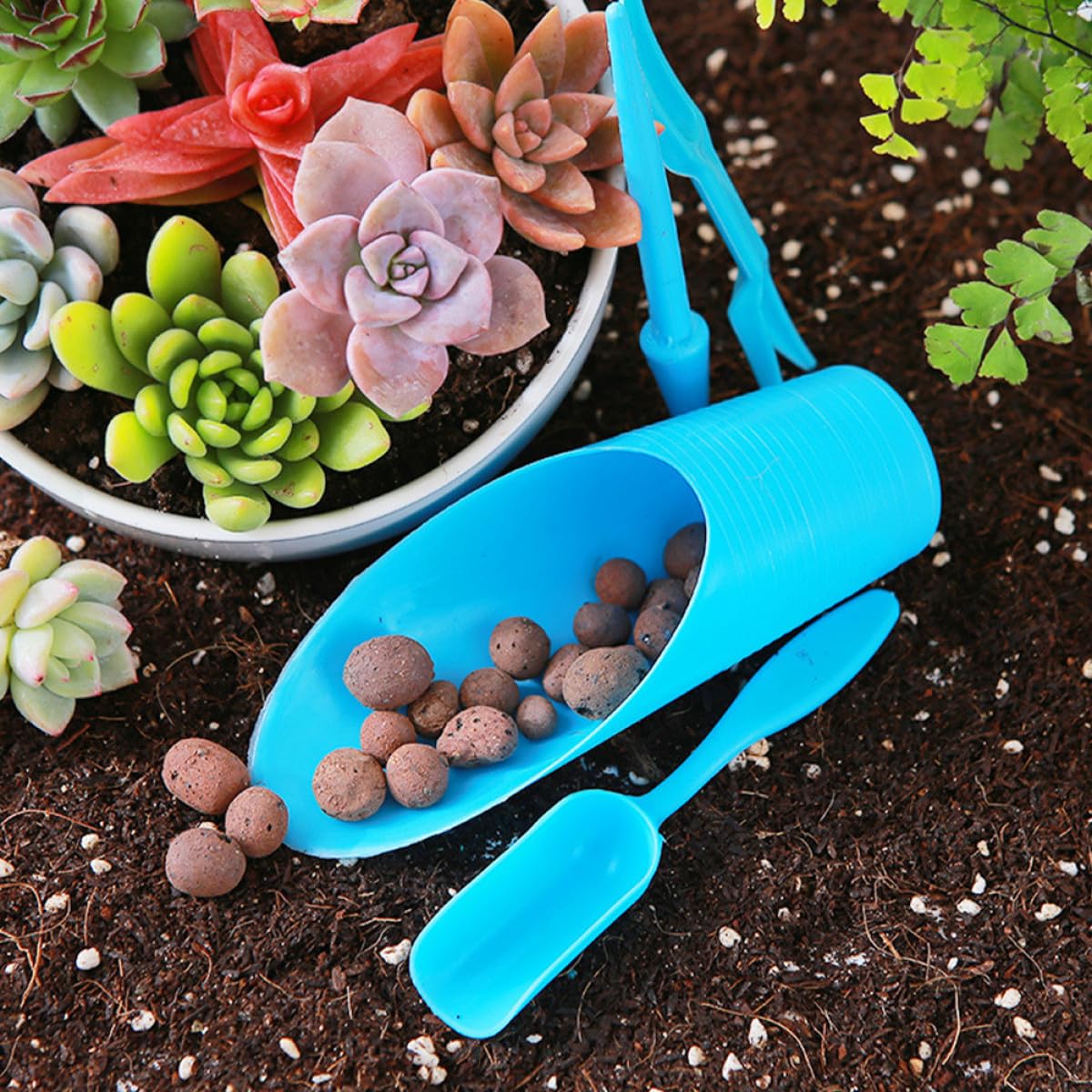 DIYEAH 5pcs Plastic Soil Dig Shovel Set for Gardening and Bonsai Planting Multi-Color Lightweight Soil Scoops for Potted Plants