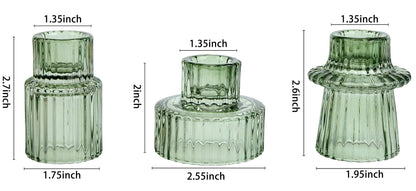 Vixdonos Taper Glass Candlestick Holders Tealight Candle Holders for Table Centerpieces, Wedding Decor and Dinner Party (6 Pcs, Green)