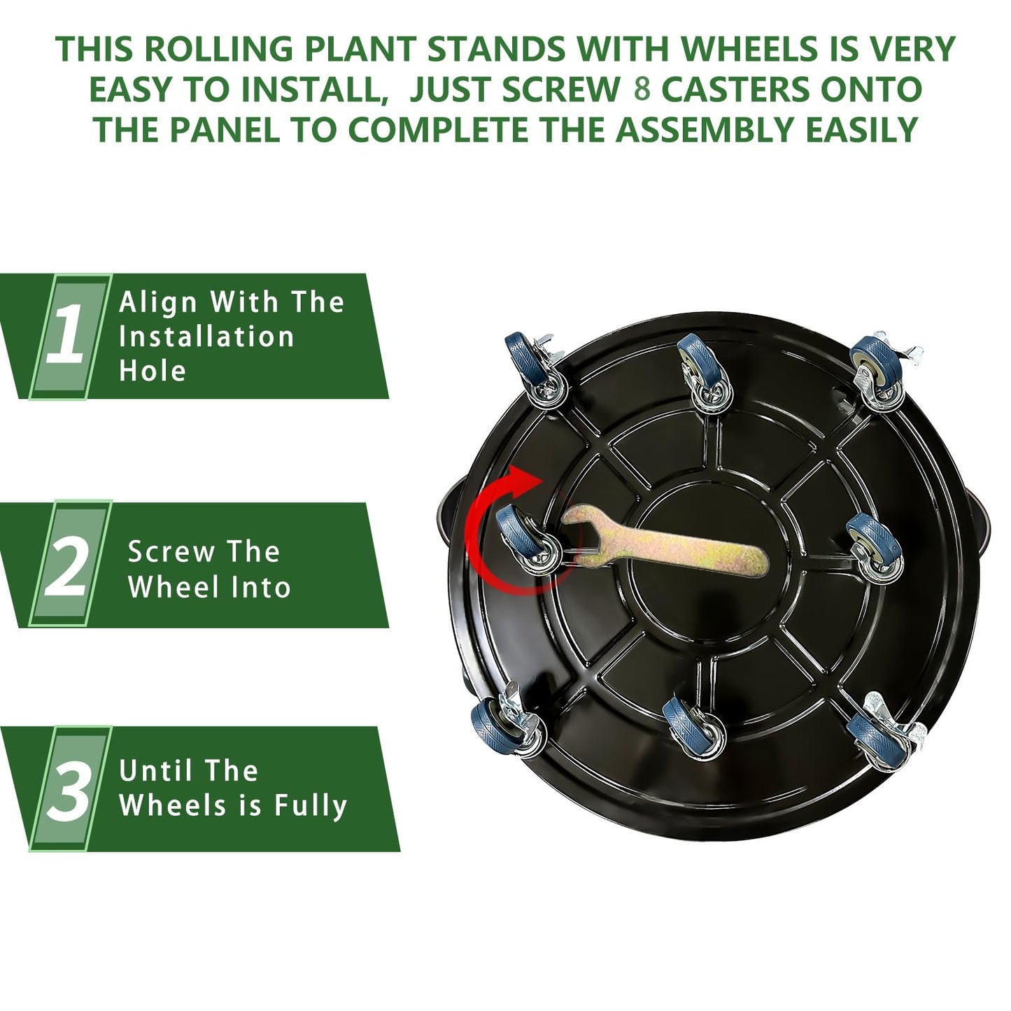 AyaLight 2 Pack Metal Plant Caddy With Wheels 20 Inch Black, Round Rolling Heavy Duty Plant Dolly, Heavy Plant Pot Mover Outdoors or Indoors, The Metal Wheel Can Rotate 360 Degrees or Lockable.