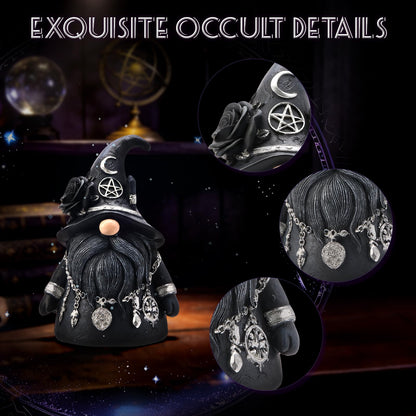 YAHIKI Occult Gothic Gnome Figurine 5.31" - Dark Magic Resin Decor for Baphomet Statue Aesthetic, Creepy Halloween Gnomes & Pagan Altar Witch Aesthetic Decor Collectibles