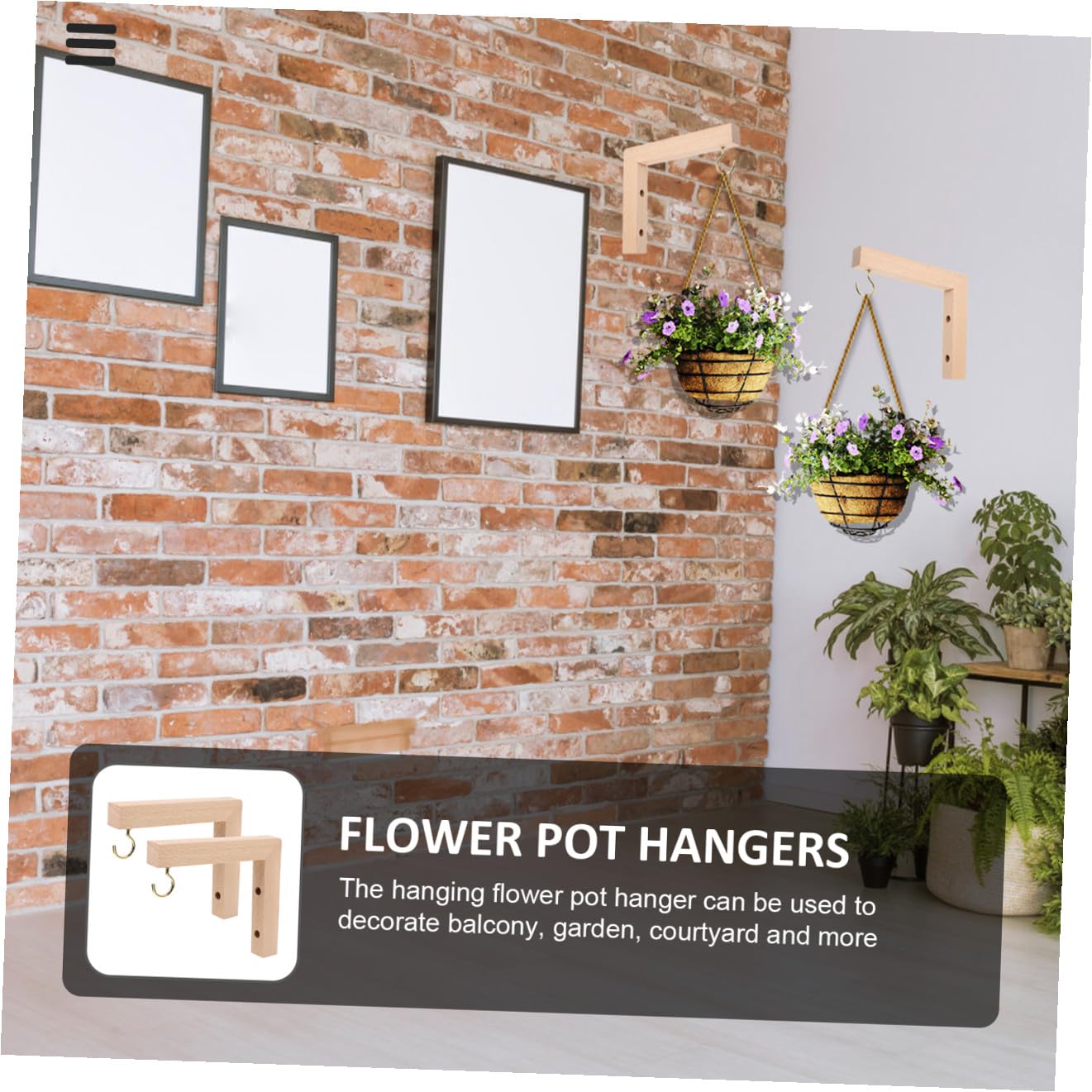 Toyvian 2pcs Wooden Plant Hook Wall Brackets for Hanging Flower Baskets Bird Feeders Wind Chimes Outdoor Garden Décor