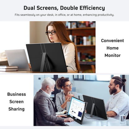 MNN Portable Monitor 18.5'' 100Hz, FHD 1080P IPS Laptop Screen with Built-in Stand & Dual Speakers, USB-C HDMI External Display for Laptop PC Phone PS5 Xbox Switch, Travel Gaming Monitor