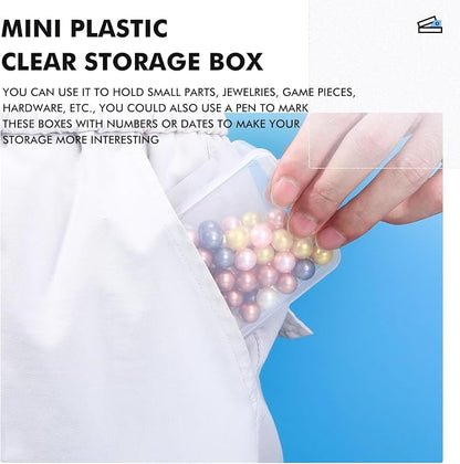 Jetec 60 Pieces Mini Plastic Clear Beads Storage Containers Box for Collecting Small Items, Beads, Jewelry, Business Cards, Game Pieces, Crafts (2.5 x 2.5 x 1.6 Inch)