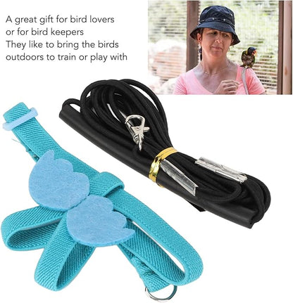 Parrot Bird Harness Leash, Adjustable Parrot Nylon Anti Bite Flying Training Rope, Pet Outdoor Traction Lead, Bird Parrot Flight Suit with Leash for Parakeets Cockatiels Conures Budgies(XS-Blue)