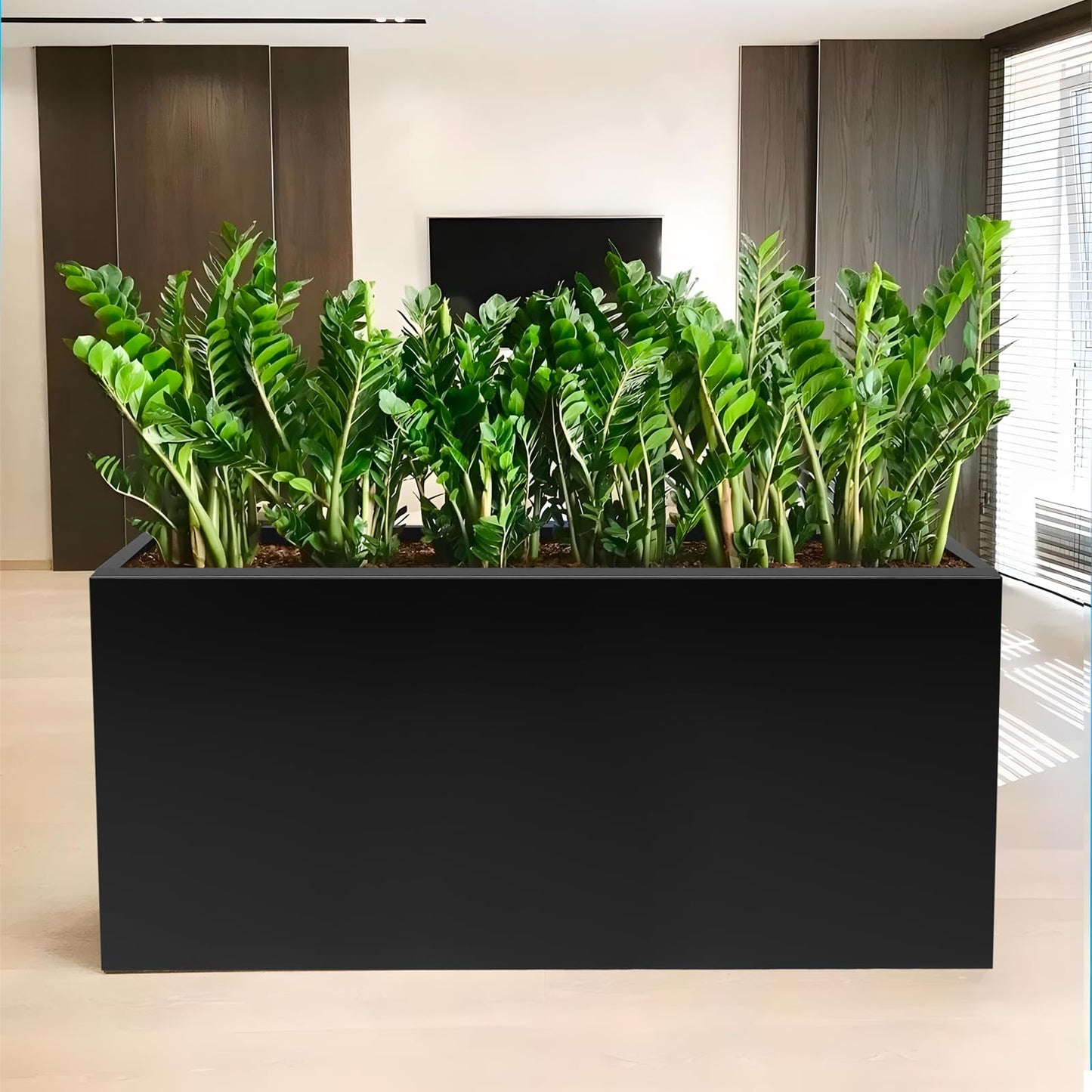 Meyoppm 40"x16"x24" Steel Planter Box, Heavy Duty Galvanized Metal Planter with Drainage Hole, Rust-Resistant Indoor & Outdoor Planter for Patio, Balcony, Garden Black