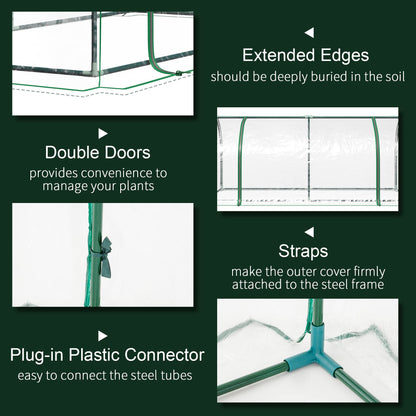 Outsunny 7' x 3' x 2.5' Mini Greenhouse, Portable Tunnel Green House with Roll-Up Zippered Door, UV Waterproof Cover, Steel Frame, Clear