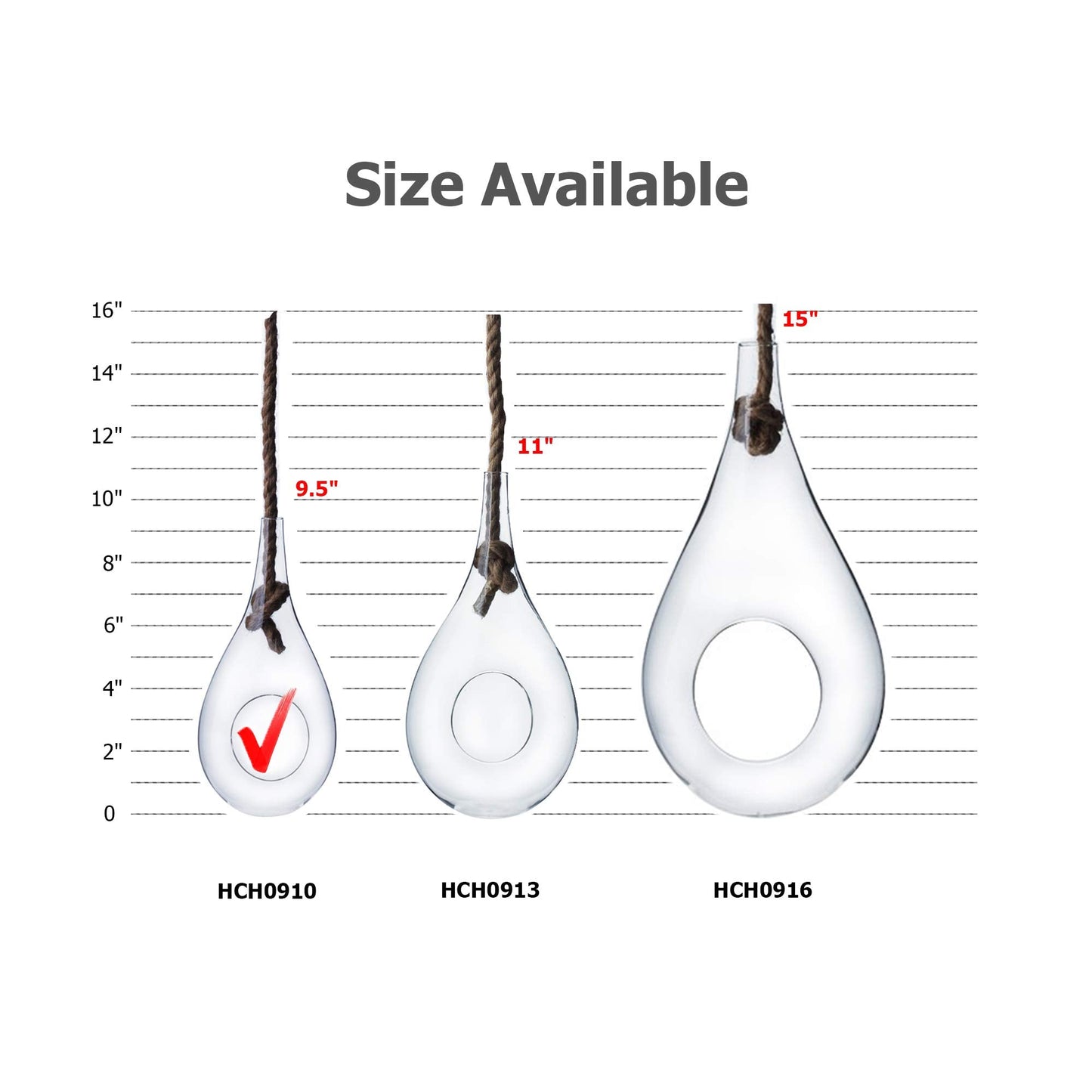 WGV Hanging Planter Terrarium, Width 5", Height 9.5", DIY Clear Glass Succulents Air Teardrop Floral Container (Including Rope), Candle Holder Vase for Outdoor Indoor Decor, 1 Piece