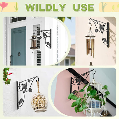 MEILIDY Hanging Plant Bracket, Metal Heavy Duty Plant Hanger Hooks for Indoor Outdoor, Black, 2 Pcs