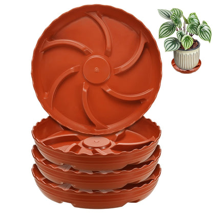 M METERXITY 4-Pack Plant Saucer, 8.3 Inch/21 cm Plastic Plant Trays Thicker for Pots/Indoor/Outdoor/Water Drainage and Protection, Flowerpot Drip Tray [Red]