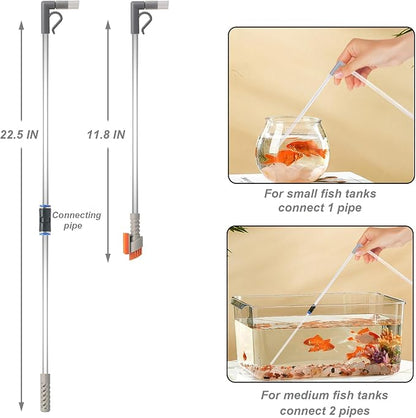 AREPK Compact Aquarium Siphon Vacuum and Water Changer Kit with Cleaning Brush. Perfect for Simultaneous Water Changing and Cleaning in Small Fish Tanks. Gravel and Sand Cleaning.