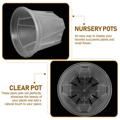 Yardenfun 10pcs Transparent Nursery Pots with Drainage Holes 3 inch Plastic Seedling Plant Pot for Outdoor Indoor House Plants Flowers Cactus