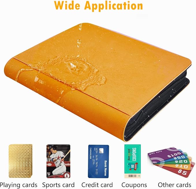 1000+ Pockets Trading Card Binder, 16 Pocket Ringless Side Loading Card Holder Album, Trading Card Album Fit for YuGiOh, MTG, TCG, Game Cards, Sports Cards, Business Cards (Yellow)
