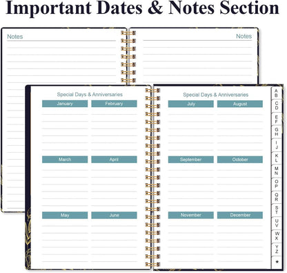 Address Book with Alphabetical Tabs - Small Address Book Spiral with Address Contacts, Special Date, Phone, Birthday & Internet Login Password for Home and Office, 4.3" x 6.2", Black Flower