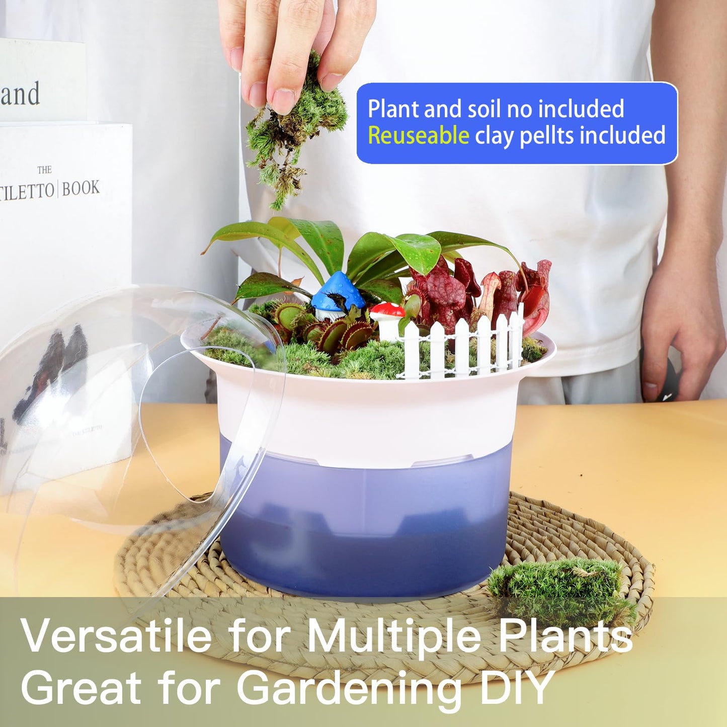 Smart Plant Lights for Indoor Growing,Venus Fly Trap Terrarium Kit with Light&Stand,Self Watering Pots for Indoor Plants,Smart Plant Pot with LED Grow Light&Timer for Succulents,Herbs,Flower