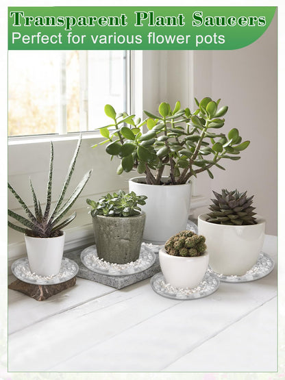 ANPHSIN 15 pcs Heavy-Duty Plant Saucers with Feet, 6in/8in/10in Clear Plastic Plant Drip Trays, Flower Pot Water Catchers Drainage Saucers for Indoor Outdoor Potted Plant