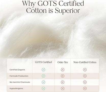 100% Organic Cotton Duvet Cover Twin Size - Naturally Soft Lightweight & Cooling Duvet Cover Set with Decorative Shams - Premium GOTS Certified 300 Thread Count Sateen Weave (Stone, Twin)