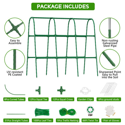 Unves 48"×48" Cucumber Trellis, U-Shape Garden Cucumber Trellis for Raised Bed & Climbing Plants Outdoor, Metal Plant Support Arch Trellis for Vegetables, Pea, Bean, Grape