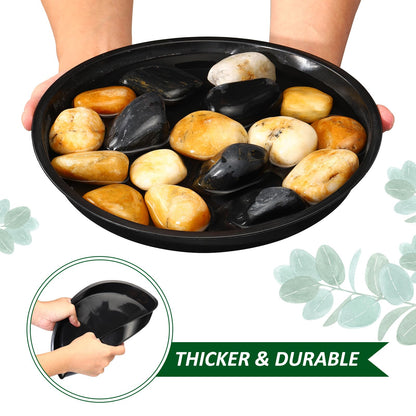 PATIKIL 5 Pack Plastic Plant Saucer, 14 Inch Plant Tray for Pots Round Plant Dish Plant Drip Trays Water Tray for Indoors Outdoors Garden, Black